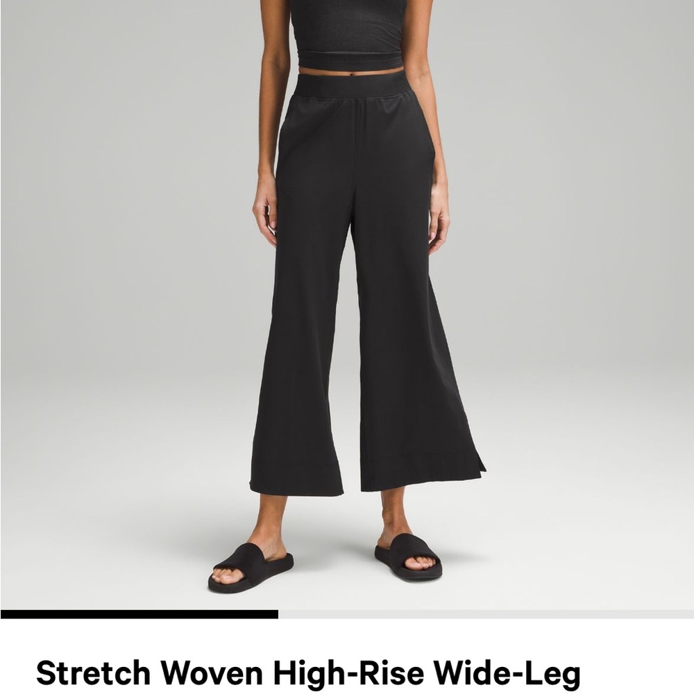 Stretch Woven High-Rise Wide-leg Cropped Pant